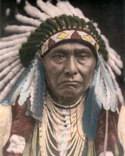   HAND COLOR TINTED PHOTOGRAPH NEZ PERCE NATIVE AMERICAN INDIAN  