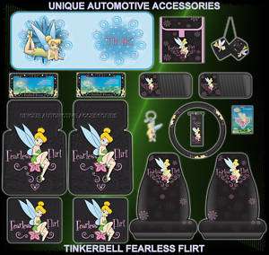 17PC TINKERBELL FEARLESS FLOOR MATS SEAT COVERS KEY CD  