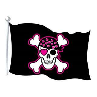 Pirate Theme Party Pink Jolly Roger Flag Cutout  