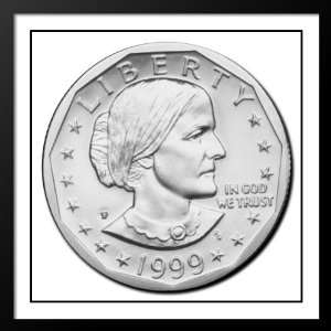 Susan B. Anthony Dollar Front Large 20x20 Framed and Double Matted 