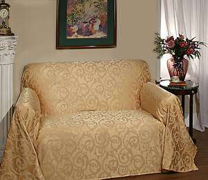 Solid Damask Furniture Throw  