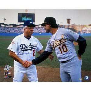 Tommy Lasorda and Tony LaRussa   Shaking Hands   Autographed 16x20 