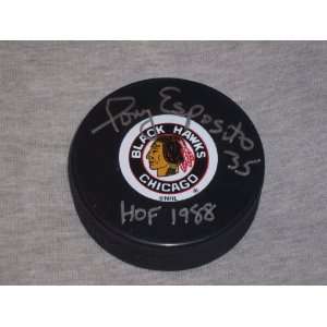 Tony Esposito Autographed Chicago Blackhawks Original Six Puck