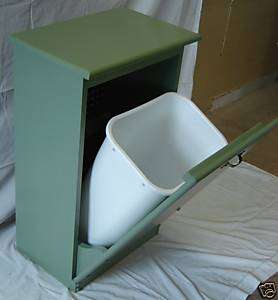   Solid Maple Wood Sage Green Garbage Bin Trash Can or Recycling Can Bin