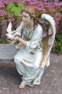 ANGEL & DOVE MEMORIAL Garden Statue Shelf Bench Sitter  