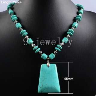 Turquoise Gemstone Bead Tibet Silver Necklace TS0455  