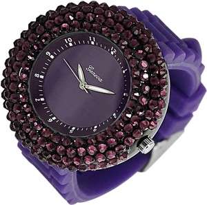 Brand New Silicone Strap Geneva Rhinestone Watch GS14PC, Ships Free in 