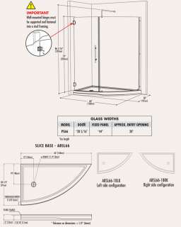 Fleurco In line 48 Shower Door, 36 Return Panel  