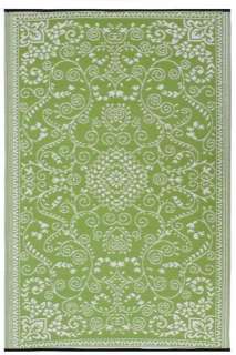 INDOOR OUTDOOR RUG LIME GREEN & CREAM SCROLL DAMASK, RECYCLED, EARTH 