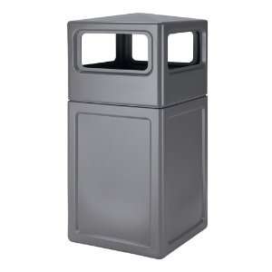   38 Gallon Square Waste container with Dome Lid   Gray