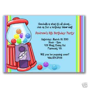 Gumball Machine Invitations Birthday Gum Candy Party  