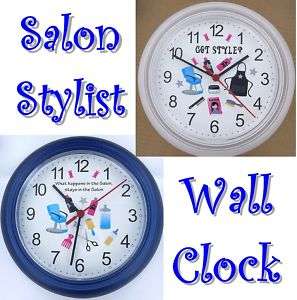 SALON Stylist WALL CLOCK Beauty Hair Cosmetology Brush  