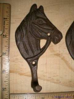 HORSE HEAD HOOKS set 5x2 7/8 cast iron Cowboy Western  