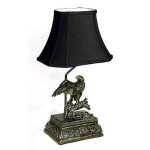 Eagle Sculpture Lamp with Black Silk Shade