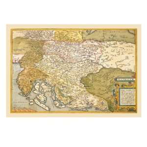  Map of Eastern Europe by Abraham Ortelius, 18x24