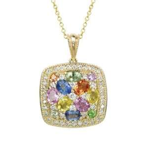 Effy Jewelers Multi Sapphire & Diamond Pendant in 14k Yellow Gold 2.39 