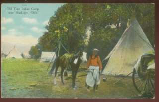 081008 OLD TIME INDIAN NATIVE AMERICAN CAMP MUSKOGEE OK C1910  