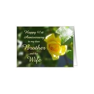 com Happy 41st Anniversary Brother and his Wife   Yellow Rose Flowers 