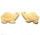 CARVED OX BONE TURTLE BEAD 2 BEADS CREAM IVORY COLOR