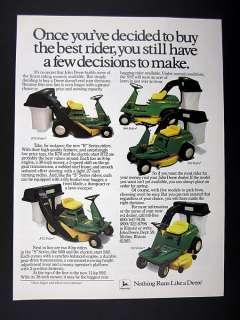 John Deere R70 R72 S80 S82 S92 Riding Mowers Mower 1983 print Ad 