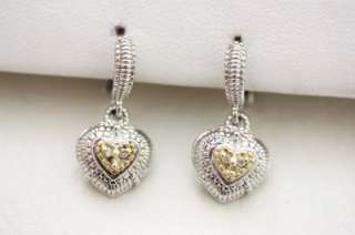Judith Ripka Sterling Silver & 18K Gold Diamond Heart Earrings  