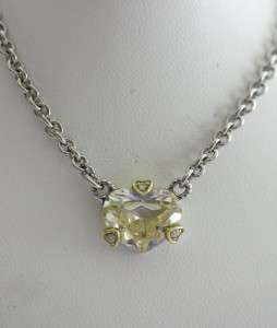 Judith Ripka SS 18K Canary Crystal Heart Necklace  