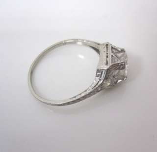   ART DECO 1 CARAT LARGE DIAMOND PLATINUM ENGAGEMENT RING  