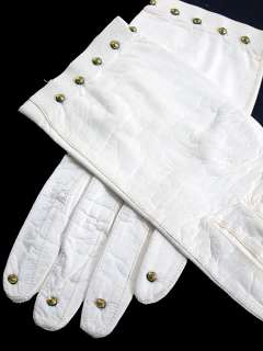 Vintage 50s 60s Kid Leather brass studded Gloves  