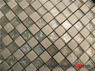   Iridescent & Stone Glass Mosaic Tile Kitchen Backsplash Bath  