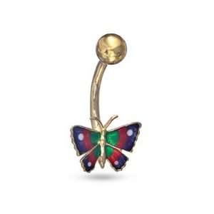   Ring with Multi Color Enamel Butterfly in 10K Gold GOLD BODY Jewelry