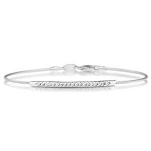 White Gold Matte finish Hand crafted Wire Bracelet, Enhanced with Pave 