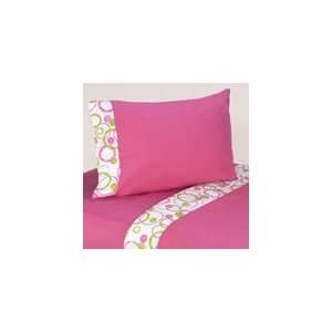  4 pc Queen Sheet Set for Pink and Green Mod Circles Bedding 