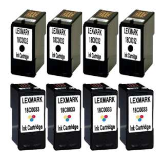 8P Lexmark #32 #33 18C0032 18C0033 Print Ink Cartridges  