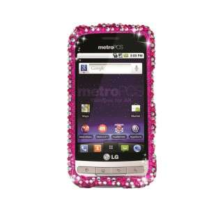 LG OPTIMUS M Metro PCS Diamond Rhinestone Pearl Pink Case Smart Phone 