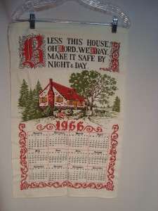 Linen Tea Towel  Calendar 1966  Bless This House O Lord   Beautiful 