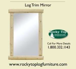 Log Mirror, Cedar Rustic Log Living Bed Room Furniture  