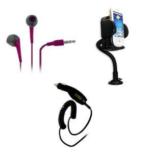   Headphones (Hot Pink) + Car Dashboard Mount + Car Charger [EMPIRE