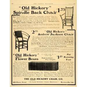  1907 Ad Old Hickory Spindle Chair Furniture Flower Box 