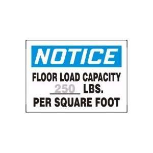  NOTICE FLOOR LOAD CAPACITY ___ LBS. PER SQUARE FOOT Sign 