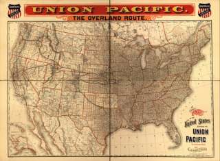 1892 Union Pacific railroad map of U.S.  