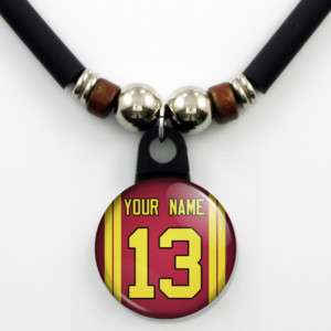Personalized Maroon/Gold Football Jersey Necklace, NEW  