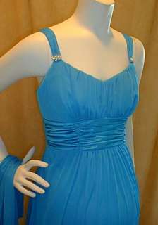 New Long Aqua Maternity Dress Satin Weddings SMALL NWT  