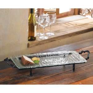 Mud Pie Gifts 113371 Serving Stand With Textured Glass Tray