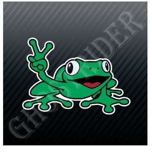 Frog Peace Victory Sign Car Trucks Sticker Decal