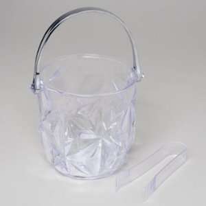 Ice Bucket with Handle and Tongs Clear