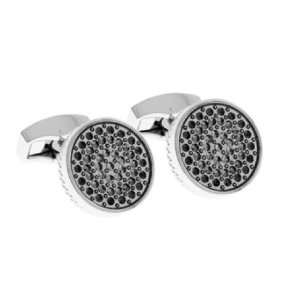  Tateossian RT SW GRAPHIC CRYSTAL ROUND Cufflinks   rhodium 