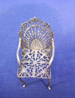 Vintage Sterling Silver Miniature Doll Furniture Chair  