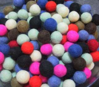 Felted Wool Balls/Beads ~ 1.5 cm ~ Assorted Colors ~20 ct.  