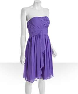 Donna Morgan hyacinth chiffon pleated drape strapless dress