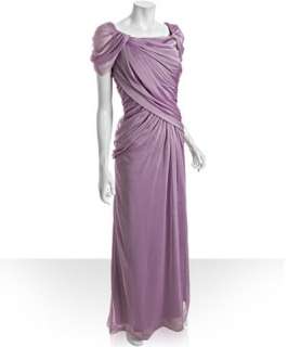 Tadashi Shoji lavender chiffon draped long dress